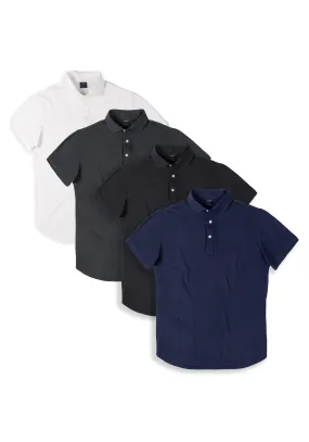 4 Color Pack - Feather Soft Piqué Half Sleeve Polo Shirt