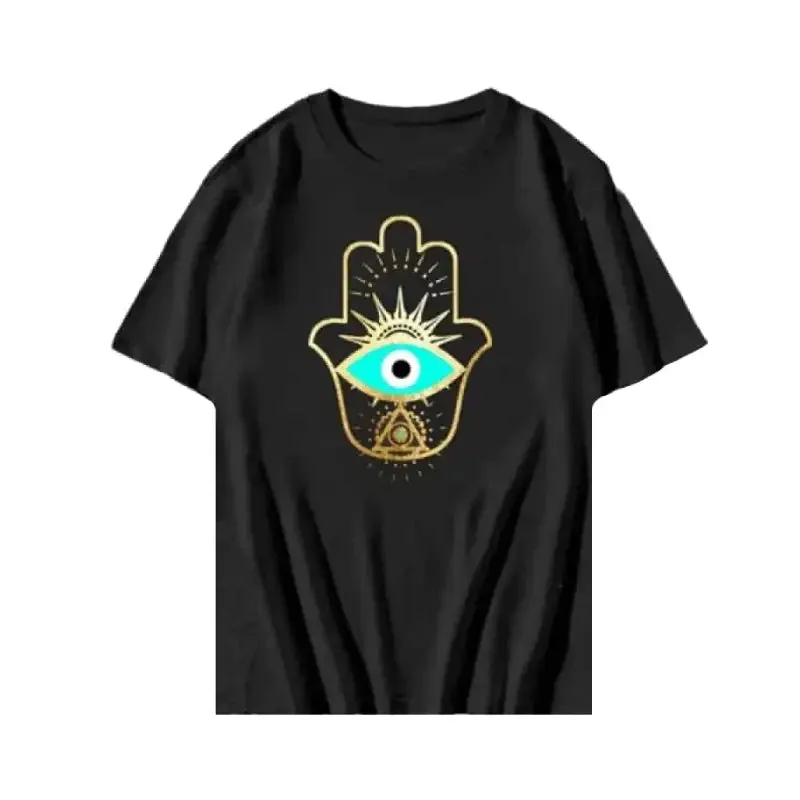 Aesthetic Y2K Eye Printed O Neck T Shirt