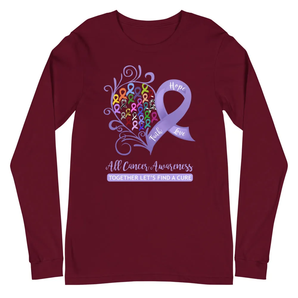 All Cancer Awareness Heart Long Sleeve Tee - Dark Colors