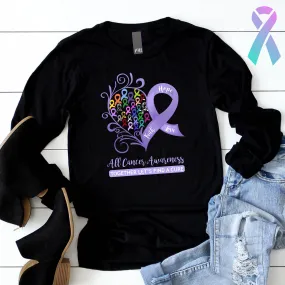 All Cancer Awareness Heart Long Sleeve Tee - Dark Colors