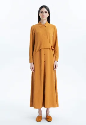 Asymmetrical Flap Belt Solid Dress