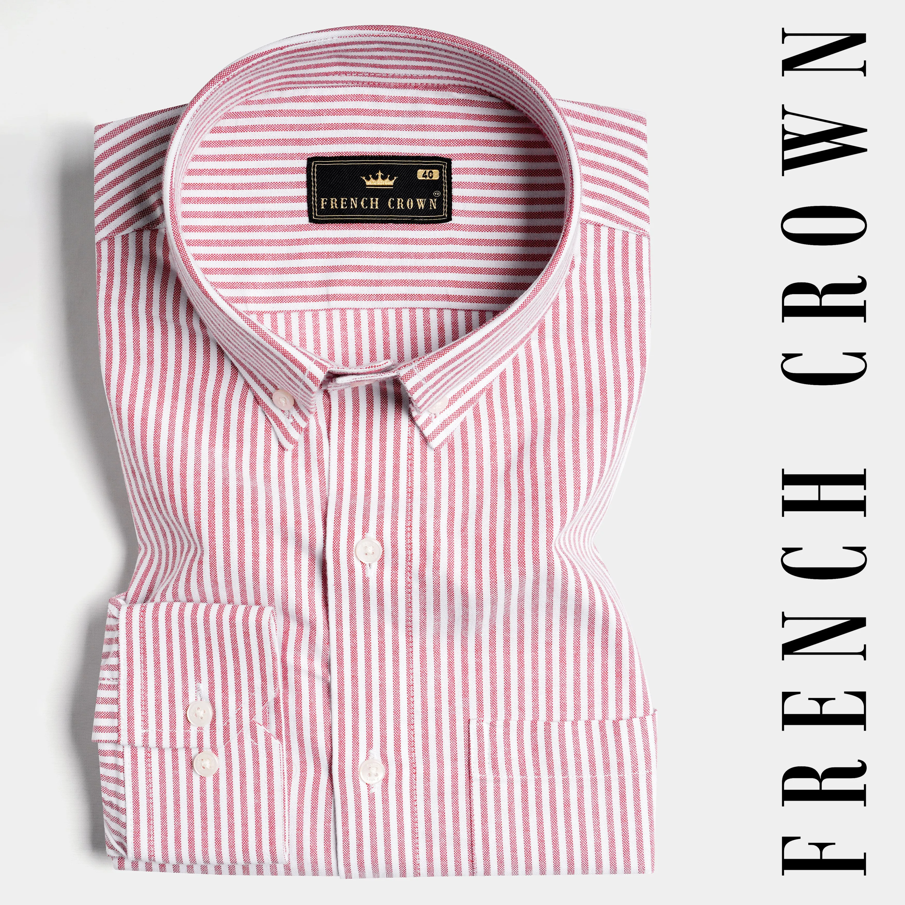 Bashful Pink and White Pinstriped  Royal Oxford Shirt