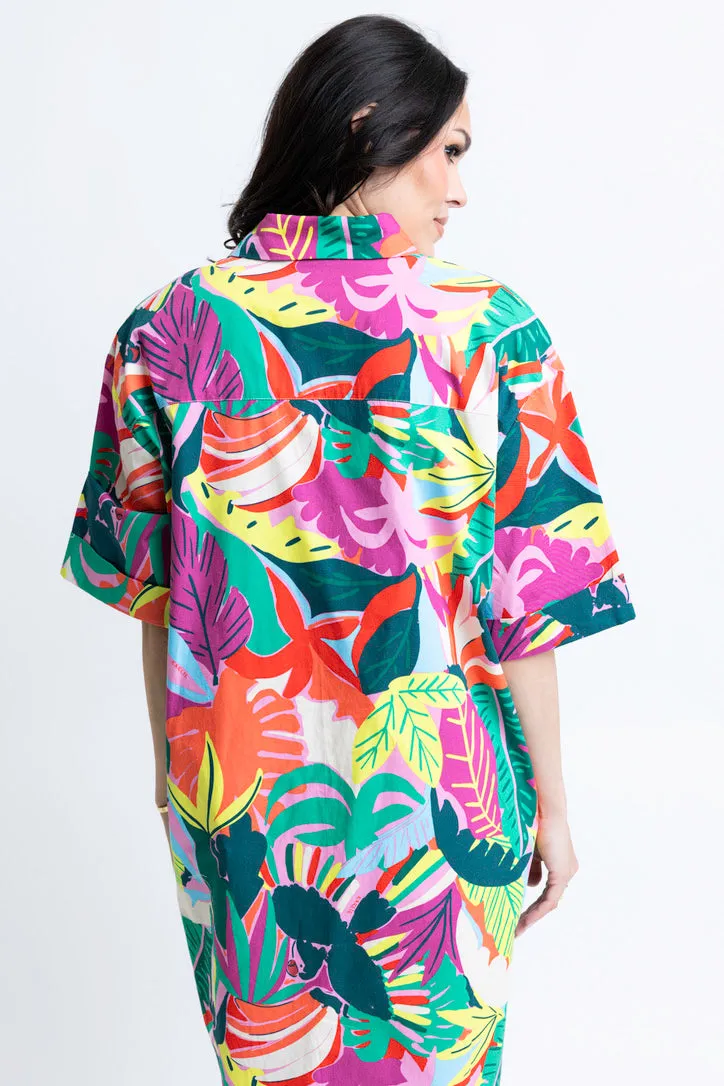 Birds of Paradise Shirt Maxi Dress