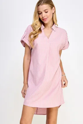 Collared Shirt Dress - Dusty Pink