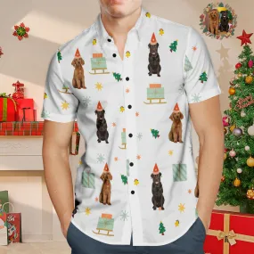 Custom Face Hawaiian Shirt Funny Pet's Photo Christmas Shirt Gift For Men