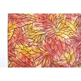 Dancing Leaf Orange Hawaiian Fabric YEL-0004C