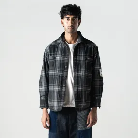 EMBROIDERED FLANNEL SHIRT 'GREY/BLACK'