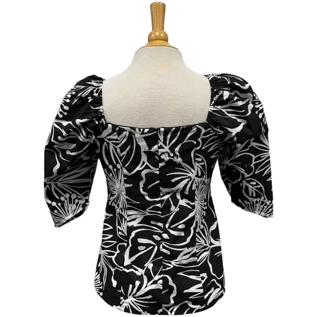 Hawaiian Half Sleeve Blouse | Black Hibiscus - 286B