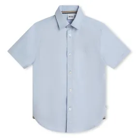 Hugo Boss Boys Short Sleeve Pale Blue Oxford Dress Shirt _ J50696-77D