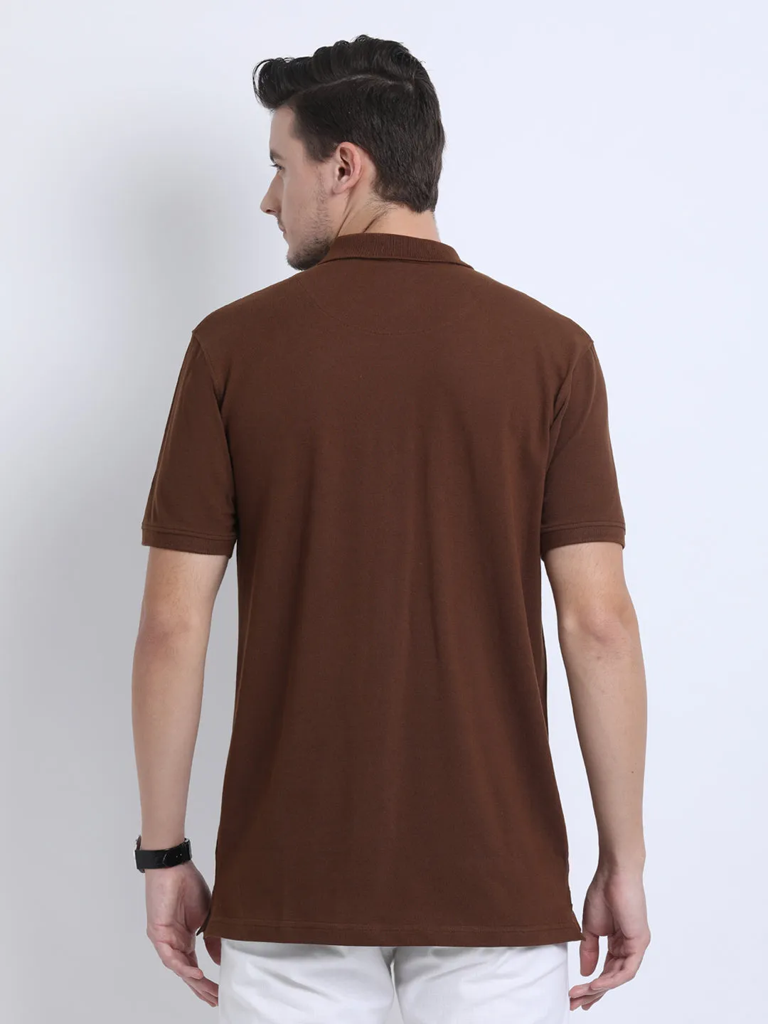 JDC Casual Solid T Shirts-Brown