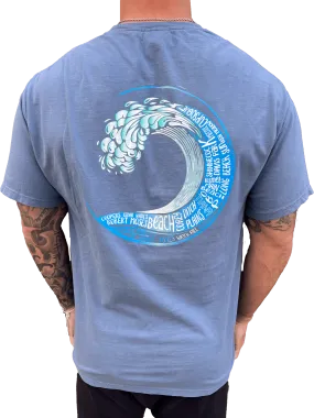 Long Island Strong Beach Wave Tee (Saltwater Blue)