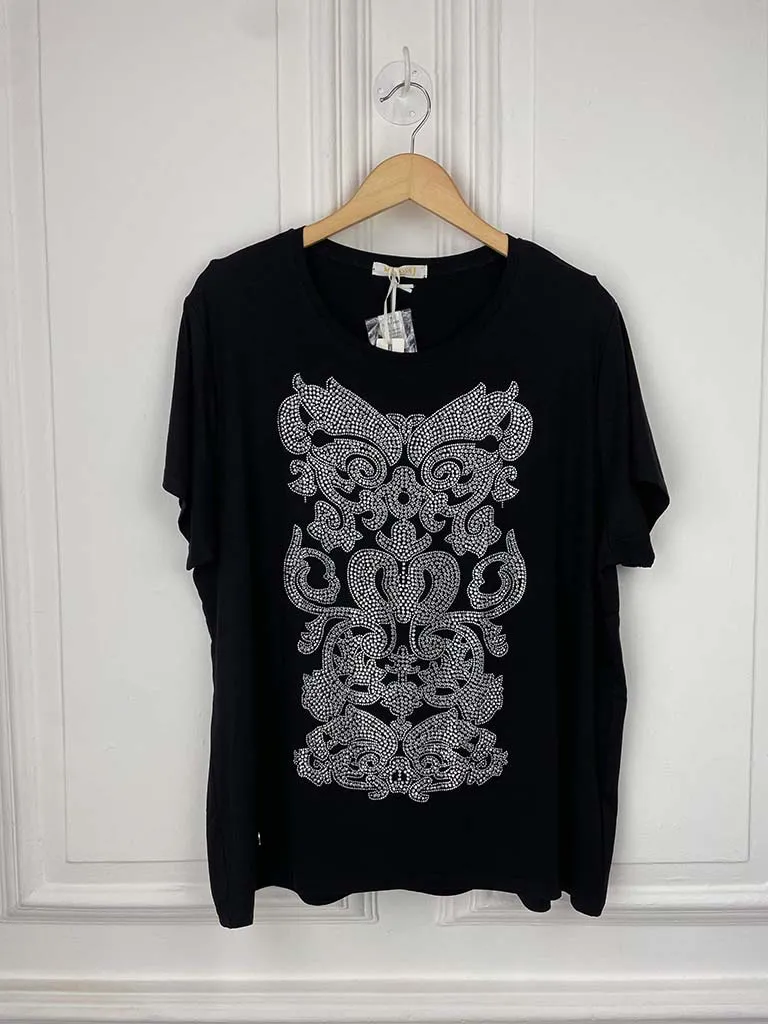 Malissa J Baroque Studded Tee - Black