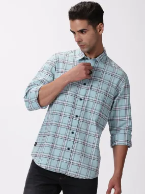 MEN'S GREEN CHECKS SLIM FIT SHIRT