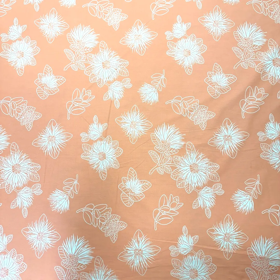 Ohia Flower Print Hawaiian Fabric - Pink