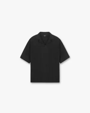 Open Stitch Polo - Black