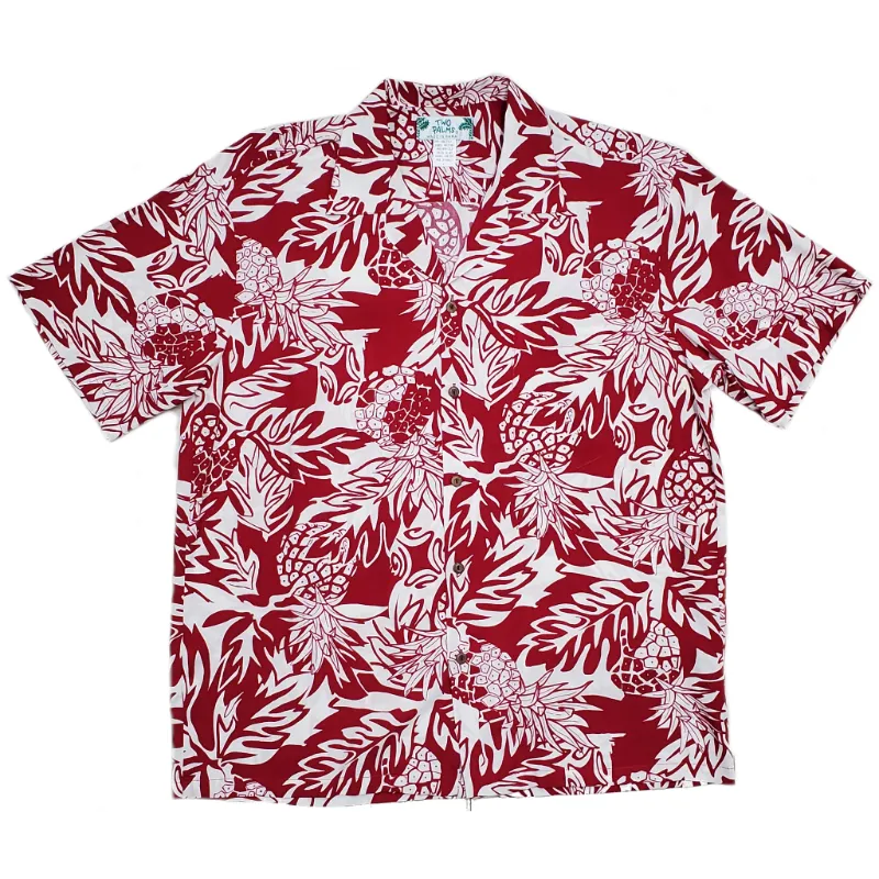 Pineapple Print Hawaiian Shirt | Red