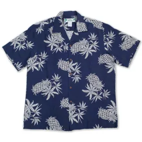 Pineapple Vintage Inspired Rayon Hawaiian Shirt | Navy