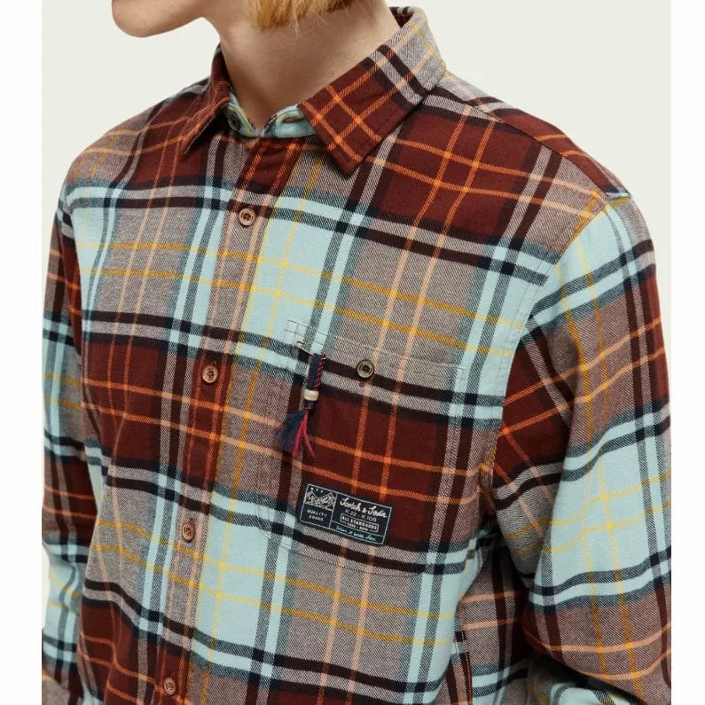 Scotch & Soda Regular Fit Checked Brushed Flannel Shirt (Combo B) 169063