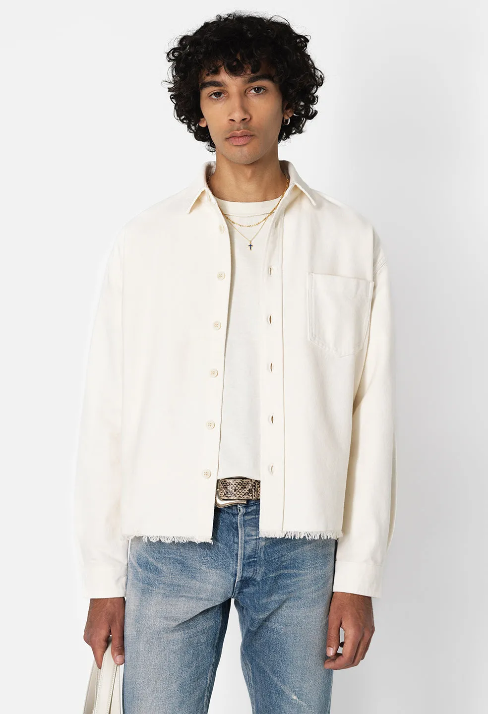 Solid Hemi Oversized Shirt / Salt