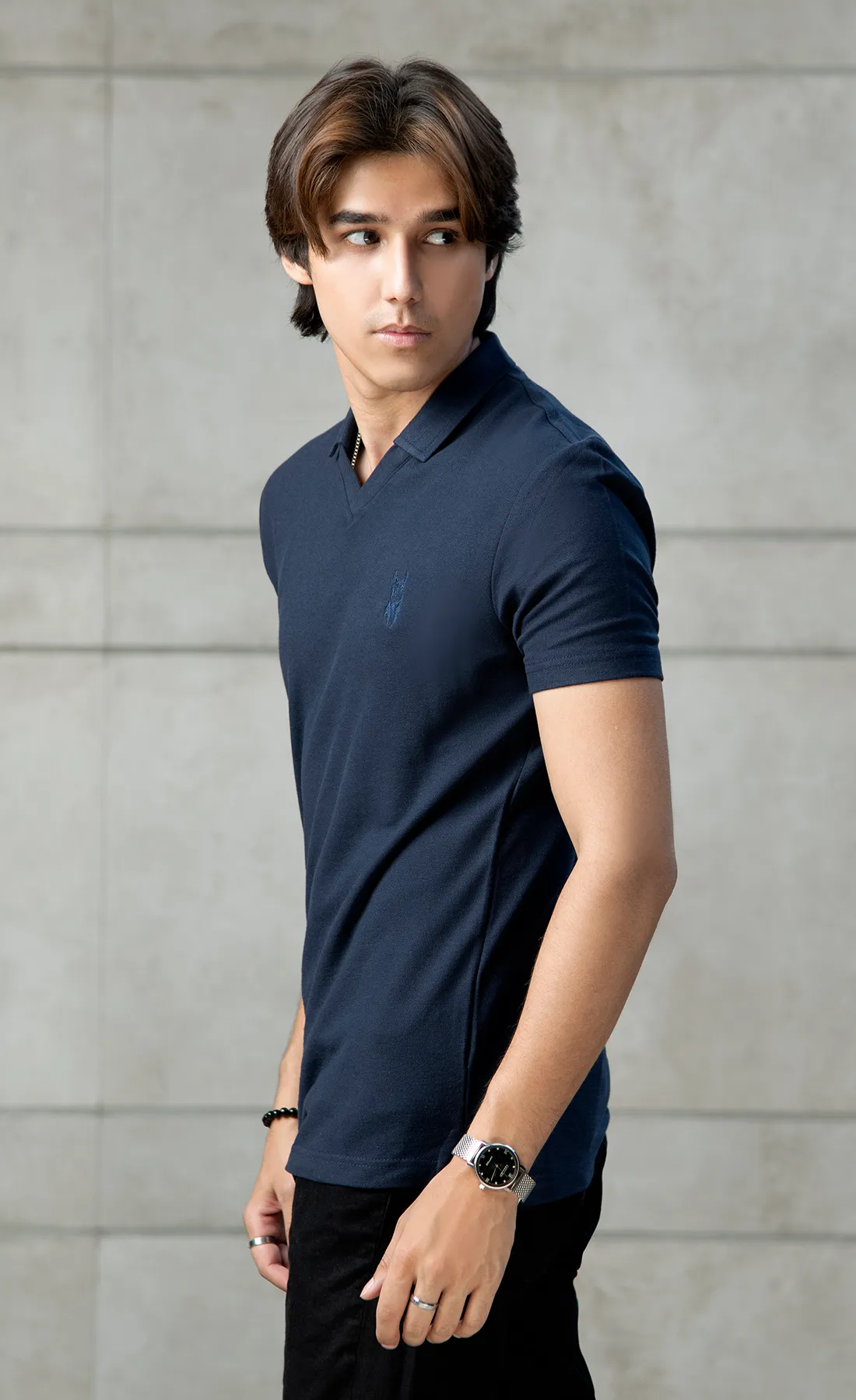 Streetela Navy Polo (V-Neck)