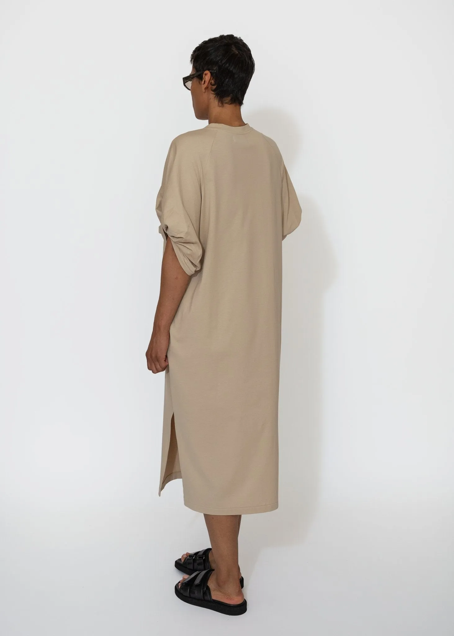 Twisted Sleeve Dress in Biscotti