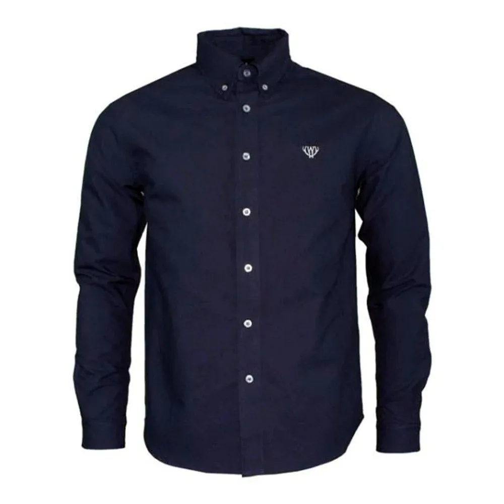 Walker & Hunt - Navy Slim Fit Oxford Shirt