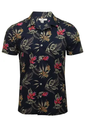 Xact Mens Floral Hawaiian Shirt  Short Sleeved