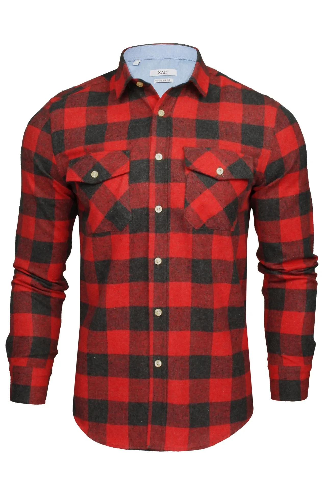 Xact Mens Soft Flannel Buffalo Check Shirt - Long Sleeved